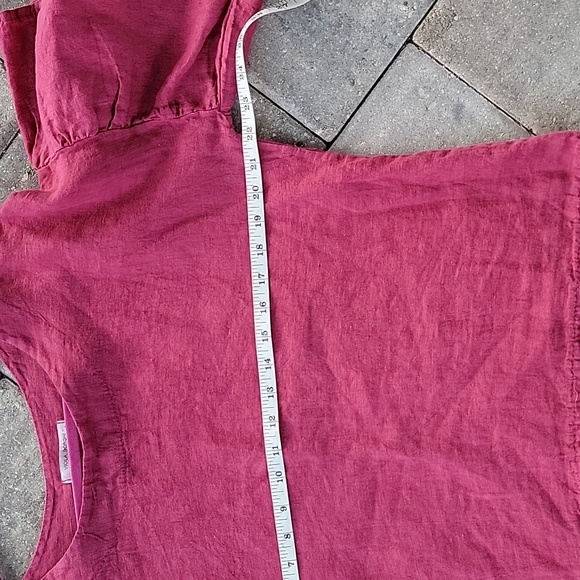 Viola Borghi Linen Pink Top Sz S Belle Sleeve Boxy Fit Boho Made in Italy - Picture 6 of 7